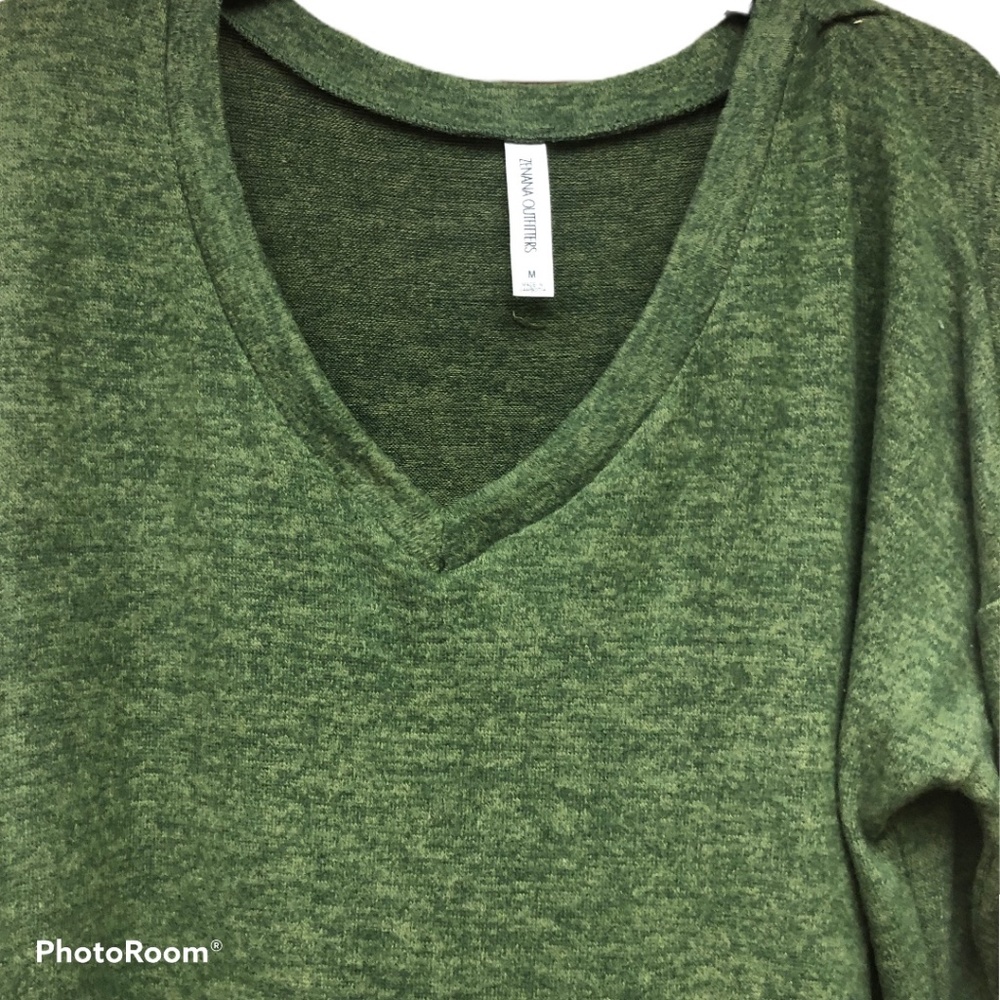 Zenana Outfitters Olive Green Tunic Sweater Medium - Picture 3 of 6